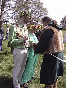 Handfasting marriage ceremony in Scotland.